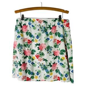 NWT Old Navy white pink green linen coastal cottagecore skirt XL